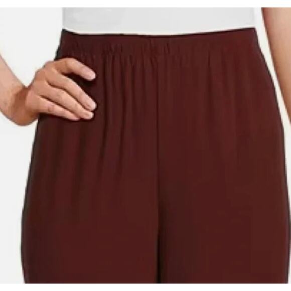 Eileen Fisher Silk Georgette Crepe Straight Pant | Sz L, Redwood NWT $248 - Picture 2 of 9